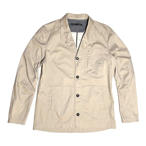 Nau Men's L Tan Khaki Organic Cotton Chore Coat Utility Blazer Jacket Outdoor - Picture 1 of 12